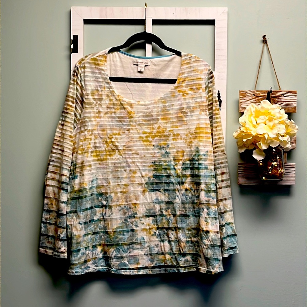 Cold water Creek Round Neck, Long Sleeve Blouse